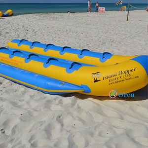 Bateau banane gonflable pour 6 à 14 personnes, tube banane gonflable, bateau flottant remorquable pour jeux aquatiques d'été - Product Image 1