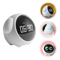 Réveil intelligent miniature pour enfants HBK, commande vocale, veilleuse, affichage numérique, design moderne, dessin animé, ABS+PC+Silicone
