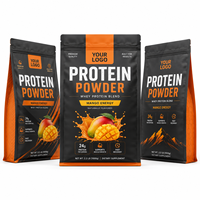 Sachet d'emballage personnalisé pour poudre de protéines Orange Mango, pochette verticale pour supplément énergétique en poudre de protéines de lactosérum