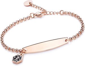 Pulsera con Símbolo Médico de Acero Inoxidable, Chapada en Oro de 18K, Grabado Láser Personalizado, Placa de Identificación en Blanco, <span class=keywords><strong>Regalo</strong></span> de Graduación para Enfermeras y Doctoras - Product Image 2