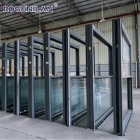 Fenêtres coulissantes verticales électriques Rogenilan en aluminium à double vitrage Low-E, extra larges, pour villa