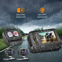 Layar IPS 1080P Tahan Air Kamera Dasbor Sepeda Motor Lensa Ganda Kamera Depan/Belakang Kaca Spion Perekam Video DVR Moto Penglihatan Malam