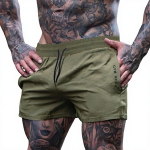 <b>Men's</b> Black Mid Waist Polyester <b>Shorts</b> with <b>Red</b> Drawstring Breathable Quick Dry Casual Gym Wear Logo on Front - Product Image 5