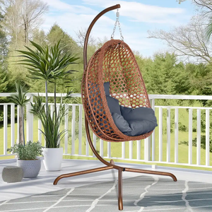 Fauteuil <span class=keywords><strong>suspendu</strong></span> en rotin PE moderne Chaise balançoire pliante en osier pour le patio - Product Image 2
