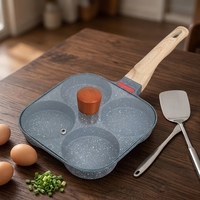 Poêle à quatre trous antiadhésive en alliage d'aluminium et acier inoxydable Maifanite, best-seller transfrontalier, pour œufs frits