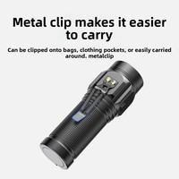 Lampe torche multifonctionnelle transfrontalière, haute intensité, en alliage d'aluminium, LED rechargeable, charge rapide Type-C, IPX6