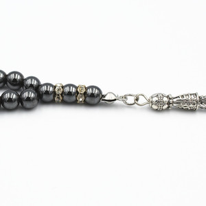 Cuentas de piedra Natural de <span class=keywords><strong>hematita</strong></span> Tasbih, cuentas de borla de ágata y <span class=keywords><strong>hematita</strong></span> para oración, Rosario, 99 cuentas de 6mm - Product Image 3