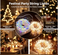 Guirlandes lumineuses LED multicolores pour fêtes, directement de l'usine, pour Noël, le Nouvel An, la décoration de la maison, la guirlande d'arbre