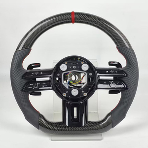 Volante Sportivo a Fondo Piatto con Finiture in Carbonio, Cuciture in Pelle e Striscia AMG, Compatibile con Mercedes Classe V, Vito, <span class=keywords><strong>Marco</strong></span> Polo, Interni MPV - Product Image 3