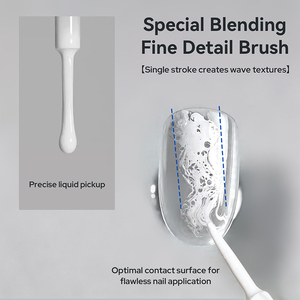 BORN PRETTY Pintura líquida de acuarela blanca de secado al aire para decoración de <span class=keywords><strong>uñas</strong></span>, gel efecto blooming para efecto de espuma de olas oceánicas, pincel delineador fino - Product Image 6