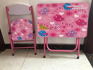 Hiện Đại Nhựa Có Thể Điều Chỉnh Màu Hồng Stackable Xách Tay Trẻ Em Nghiên Cứu Gấp Bàn Ăn Và Bàn Ghế Đặt - Product Image 5