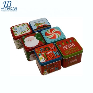 Quảng Trường Đầy Màu Sắc Giáng Sinh Kẹo <span class=keywords><strong>Tin</strong></span> <span class=keywords><strong>Set</strong></span> Trang Trí Hộp Cookie Quà Tặng Bao Bì Tins - Product Image 2