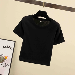Murah Kosong <span class=keywords><strong>Crop</strong></span> Top Tee Shirt Polos Tanaman Kemeja untuk Wanita Polos Dipotong Tshirt - Product Image 4