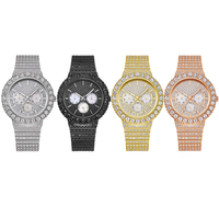 Montres de sport scintillantes PINTIME PT 007 avec strass, montres de luxe pour hommes, montres à quartz étanches personnalisées, style hip-hop, lumineuses