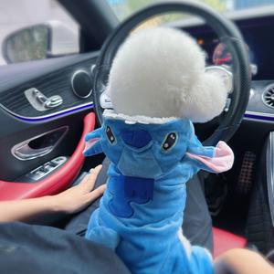 מעיל סטיץ' לכלב מחומר פוליאסטר, פליז וקטיפה, חמוד, מתאים לצ'יוואווה, עבה, לסתיו וחורף, בצבע כחול, במידה סופר קטנה. - Product Image 5