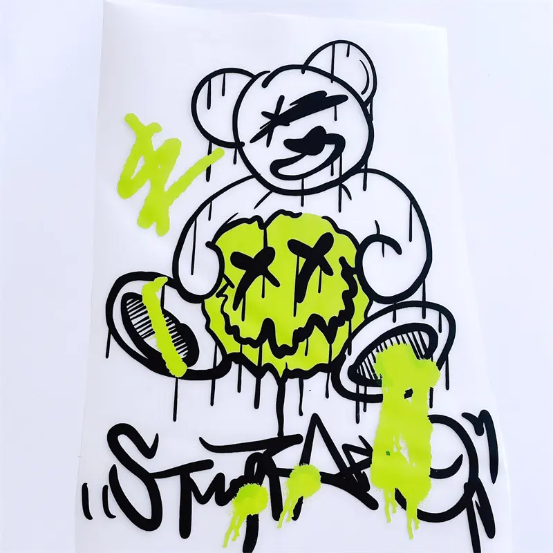 Пользовательская моющаяся полноцветная трафаретная печать переводная этикетка прозрачная пластиковая Термотрансферная виниловая железная наклейка для футболок