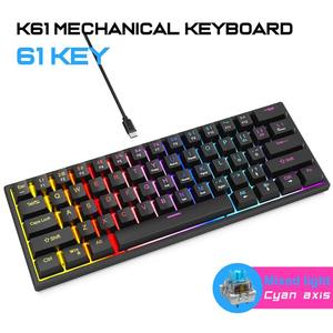 Clavier de jeu mécanique à 60 %, ergonomique, durable, avec câble Type-C détachable, mini clavier de jeu blanc avec interrupteurs rouges - Product Image 3