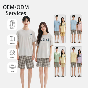 <span class=keywords><strong>Pigiama</strong></span> Unisex Sweethoney in Lyocell e Cotone, Traspirante, Casual, Estivo, a Maniche Corte e <span class=keywords><strong>Pantaloncini</strong></span>, Taglie Grandi, Stile Semplice - Product Image 1