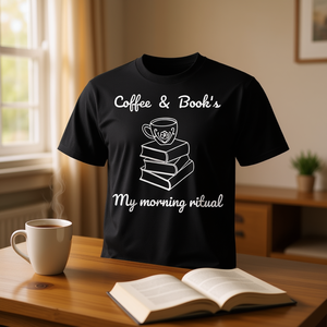 T-shirt « Café et livres : mon rituel matinal » pour les amateurs de livres - Product Image 3