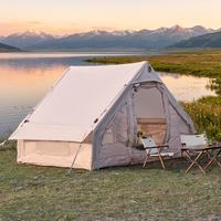 Grande tente gonflable automatique de luxe, imperméable, en coton, portable, pour le camping en plein air, abri épais résistant à la pluie