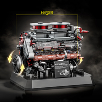 12GO 95008 Tiger Tank Engine Mechanical Building Block Kit MOC Bricks Model DIY Perakitan Koleksi Mainan untuk Anak-anak Hadiah Natal