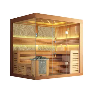 MEXDA Control Panel Red Cedar Wood Custom Indoor Sauna Dry Steam 4 People Traditional Sauna WS-1246