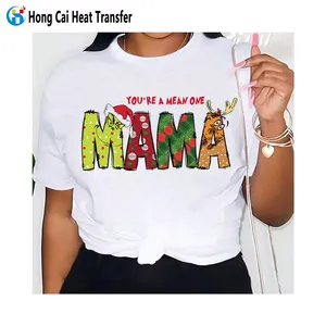 Camiseta de algodão Hongcai de grandes dimensões lavada em alta street, camisetas personalizadas estampadas para homens e mulheres