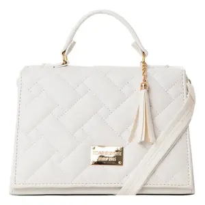 Bolso Bandolera de Cuero Blanco Espectacular Fana con Borlas de Rejilla de Diamantes, Asa Única, Estilo Vintage para Dama, Uso Diario de Verano - Product Image 3