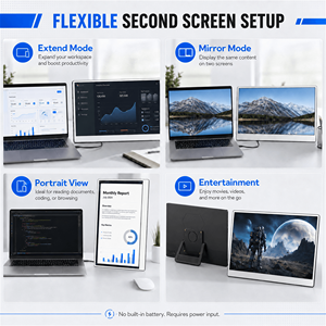 Accesorios de juegos para PC, dispositivos tecnológicos, monitor externo portátil de 15.6 pulgadas para accesorios de laptop, extensor de pantalla adicional. - Product Image 2