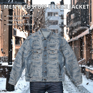 Veste en jean personnalisée avec logo pour homme, col montant, boutons sur le devant, style streetwear décontracté, service OEM - Product Image 2