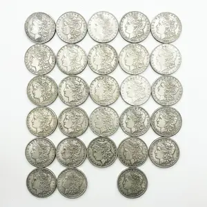 Réplica de antiguo metal bañado en plata de latón, monedas coleccionables de hobo de EE. UU., EE. UU., 1878 ~ 1895 ~ 1904 y 1921, 28 Uds.