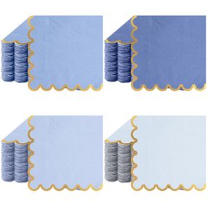 <span class=keywords><strong>Tovaglioli</strong></span> Usa e Getta a 2 Veli con Logo Personalizzato, <span class=keywords><strong>Blu</strong></span> con Lamina Dorata, Bordi Smerlati, <span class=keywords><strong>Carta</strong></span> Colorata per Feste, Matrimoni e Cene - Product Image 1
