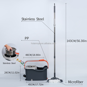 HOLAMOPA Mop Rotante a 360° con Testa Triangolare, Set con Secchio e Pedale, Mop in Microfibra Facile da Spostare <span class=keywords><strong>per</strong></span> <span class=keywords><strong>Pulizie</strong></span> Domestiche - Product Image 2