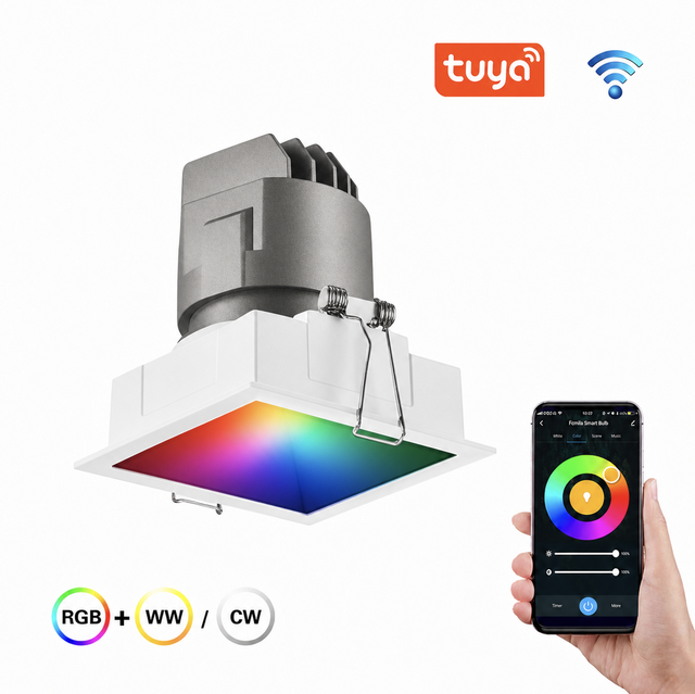 LED Downlight RGBIC Smart WiFi App Control Dimmable Recessed Ceiling Light Multi-color for Living Room Bedroom Indoor Decor