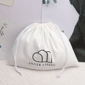 Sac de rangement en sergé de coton gris avec cordon de serrage pour chaussures, chapeaux, sacs à main – Pochette en mousseline unie naturelle pour cadeaux et shopping, anti-poussière – Grande vente - Product Image 1