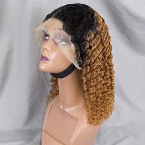 Dichte 200% 1B/30 Virgin Hair Lace Front Perücke 13x4 Transparente Spitze Deep Wave Hair Curly Perücken Echthaar Perücken Frontal Lace Bob - Product Image 4