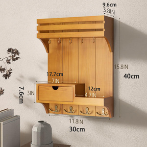 Solid Wood <b>Wall</b> <b>Mounted</b> Rack Key Mail Storage Entryway Organizer Bedroom Kitchen <b>Shelf</b> - Product Image 4