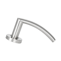 Manija de Puerta Curva de Acero Inoxidable Mate Antihuellas con Base Circular Dividida y Resorte Silencioso para Puertas Interiores de Pasaje y Privacidad