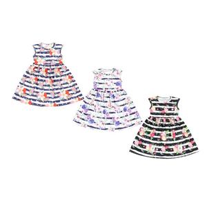BQA-188 Vestido de Verano para Bebés y Niñas Pequeñas con Estampado Floral y Rayas - Product Image 1