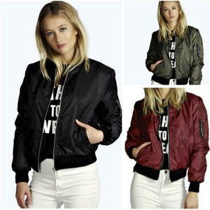 Chaqueta de Moda para Mujer, Otoño y Primavera, Cuello Alto, Corte Entallado, Color Sólido, con Cierre - Product Image 1