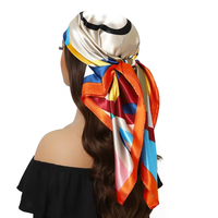 Écharpe en satin de soie numérique de luxe pour femme, motif carré imprimé, avec motif et logo personnalisables - Châle et bandana