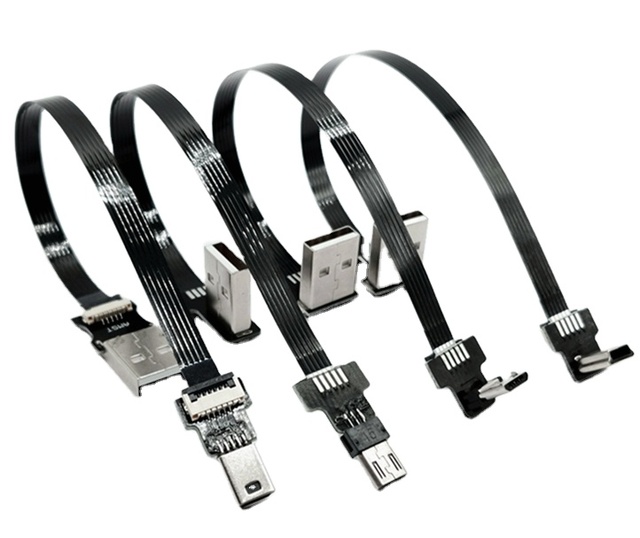 Flex Thin Flat FPC FPV USB 2.0 Data Extension Cable 180 Degree Angle USB Data Charging Cord