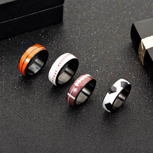 Anillos Giratorios de Acero Inoxidable 316L, Resistentes al Agua y al Deslustre, con Diseños de Fútbol, Baloncesto, Rugby y Béisbol, para Hombres y Mujeres - Product Image 2