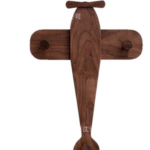Wooden Airplane Shape Wall Mounted Coat Rack For <b>Clothes</b> Hats Bags Living Room Bedroom Entryway Childrens Room <b>Storage</b> Organizer - Product Image 3