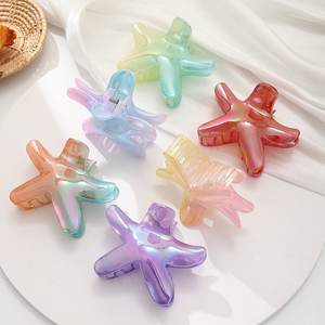 Pinces à cheveux élégantes en forme d'étoile de mer, couleurs unies, grandes pinces à cheveux, pinces à cheveux léopard, pinces à cheveux pour femmes - Product Image 2