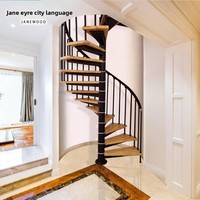 Escalier en colimaçon intérieur en acier et bois, conception globale pour villa, loft, mezzanine, grenier, installation simple et personnalisée à faire soi-même