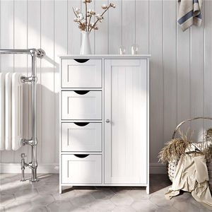 Tocador de baño moderno, mueble de madera blanco, <span class=keywords><strong>4</strong></span> <span class=keywords><strong>cajones</strong></span>, 1 puerta, barato - Product Image 6
