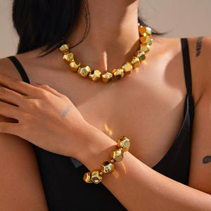 Moda libre de alergias suave lujo oro Circular recortado CCB collar Irregular gran cuenta collar pulsera conjunto - Product Image 1