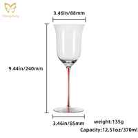 Flûte à champagne de luxe en cristal avec pied rouge, verre à vin mousseux et à mimosa, soufflé à la main, verrerie élégante pour les fêtes