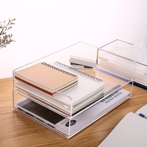 Bandeja de acrílico apilable con <span class=keywords><strong>letras</strong></span>, organizador de escritorio, bandeja de papel transparente, paquete de 2 unidades - Product Image 1